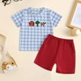 thumbnail image 2 of HCNTES Toddler Baby Boy Clothes Farm Embroidered Short Sleeve T Shirt And Plaid Shorts Set 2Pcs Summer Outfit monsters inc boys 3t 4t clothes(18-24 Months,Sky Blue), 2 of 6