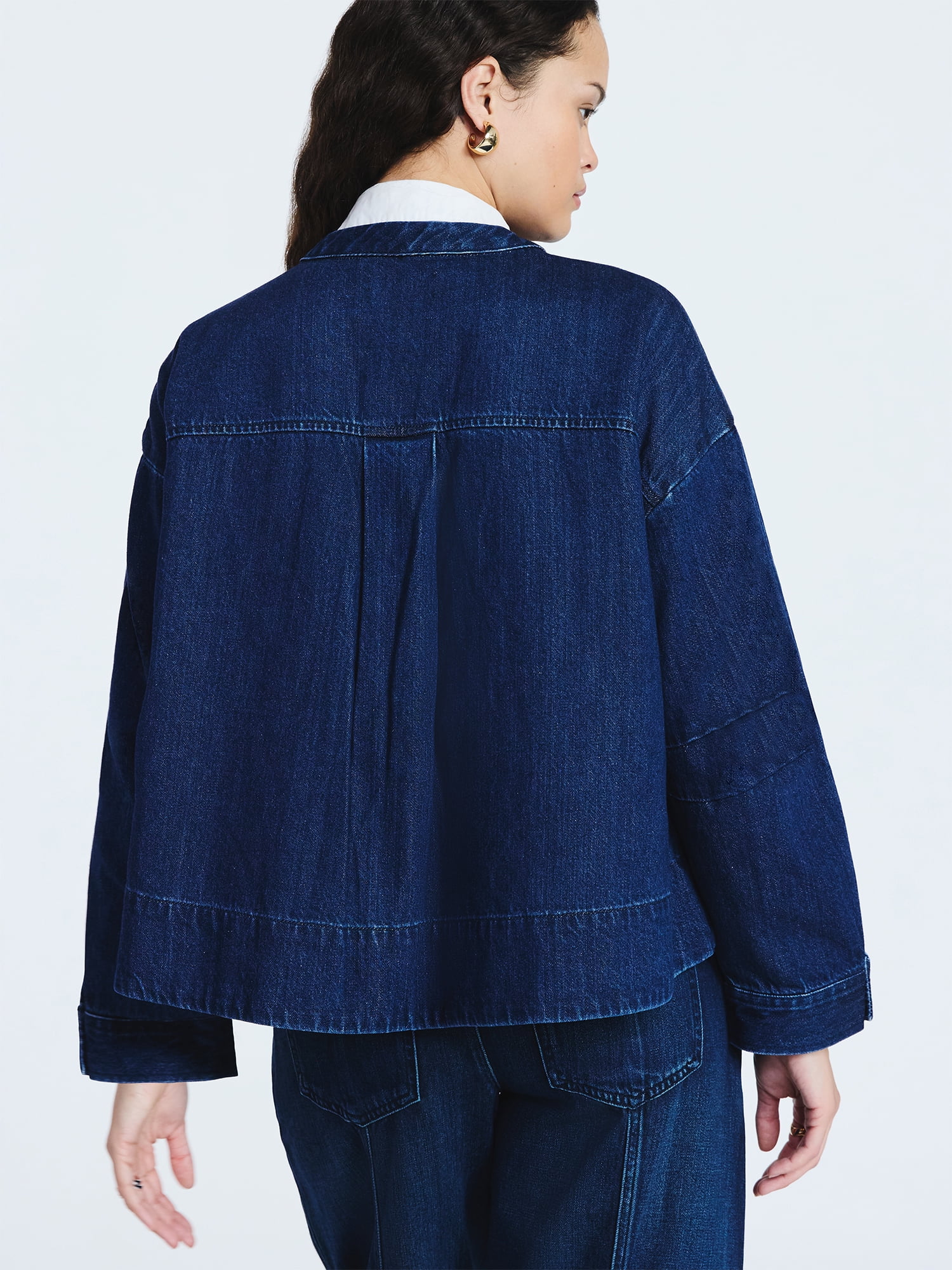 Scoop Women's and Women's Plus Cropped Oversized Button-Down Shirt, Sizes XS-4X