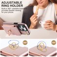 thumbnail image 4 of Jiahe Cover for iPhone 13 Pro Max, Shockproof PU Leather Case with Rotation Ring Stand Adjustable Shoulder Strap,Card Slots Stand RFID Blocking Protective Case Cover, rosegold, 4 of 8