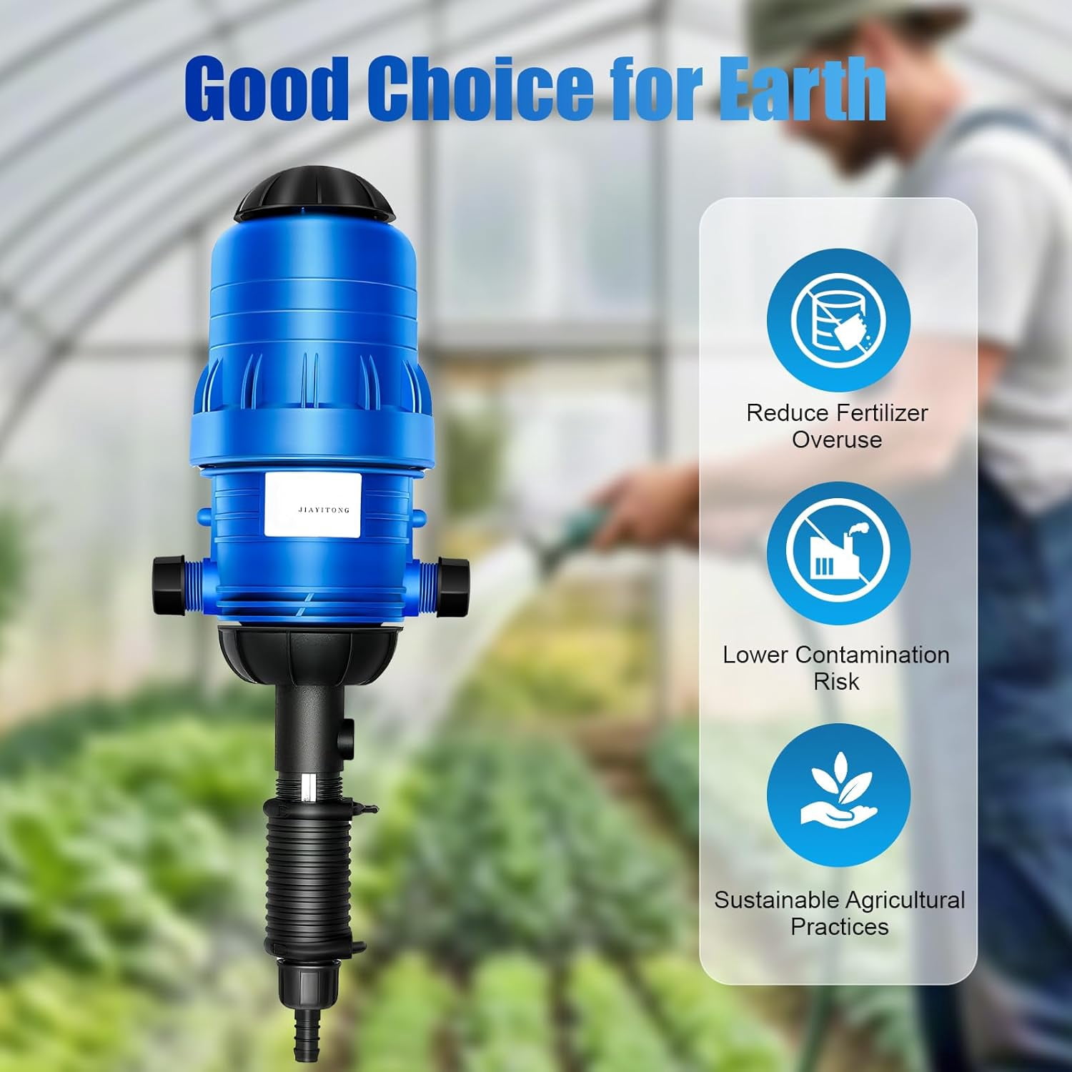 Miumaeov Drip Irrigation Injector Dosing Pump, 0.4-4% Water Powered Liquid Doser, Fertilizer Injector, 5.28-660.43Gal/H Flow, Water Powered Drip Feeder Drip Irrigation Injector