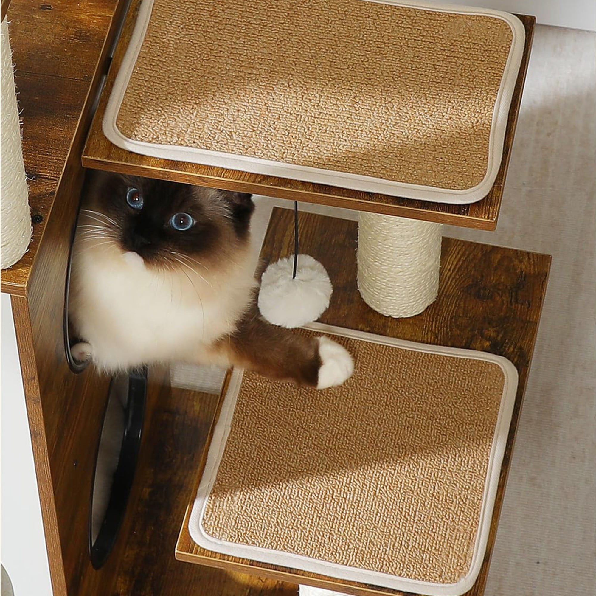 resenkos 42" Cat Tree House for Multiple Cats, Cat Tower with Double Spacious Condos Perch, Hammock, Kittens Activity Centre, Brown