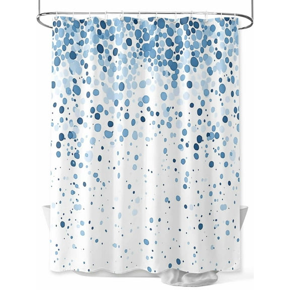 Blue Polka Dot Shower Curtain Set ，Waterproof Fabric Shower Curtains Watercolor Blue Gradient Shower Curtains for Bathroom,Bathroom Decor 36"x72"