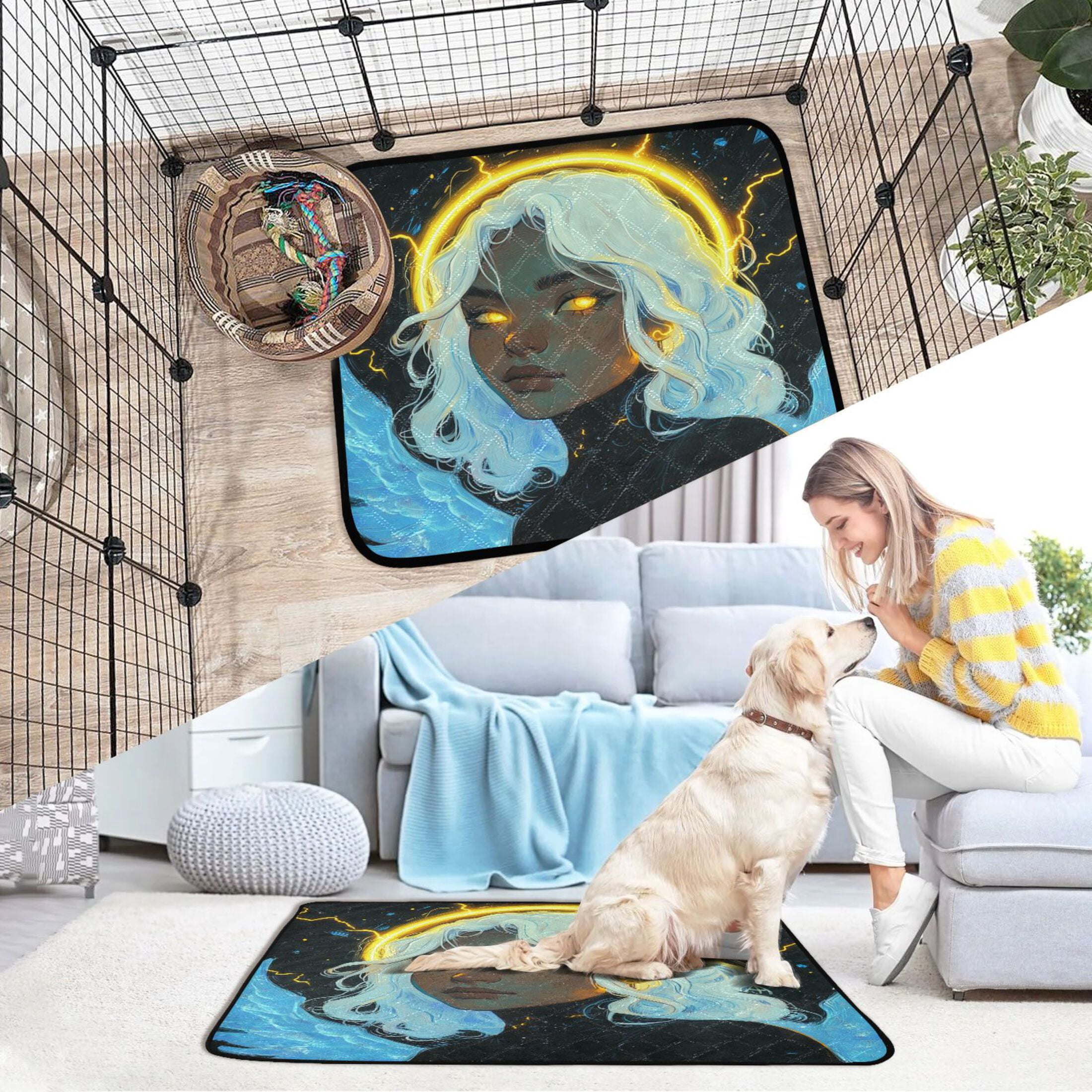 Qxltty An Angelic Figure with Wings Cat litter Pads Pet Set of 3 Diaper Mats Center Anti-leakage Layer Absorbent Soft and Comfortable