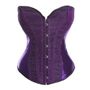 Olyvenn Women Casual Sexy Eyelet Lace-up Print Fishbone Court Formal Corset Straps Tank Top Halloween Royal Fancy Gorgeous Formal Retro Costumes Clothing Bodysuits for Women Purple 4