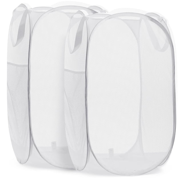 Cesto desplegable de malla, práctico, plegable, para ropa sucia, paquete de 2, blanco