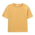 thumbnail image 5 of Huowey Children Girls Boys Baby Summer Clothing Set 2 Piece Tracksuit Outfits Solid Color Round Neck Short Sleeve T Shirt With Shorts Set,Yellow,6-7 Years, 5 of 9