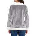 thumbnail image 6 of Women's Fashion Plush V Neck Pullover Top Long Sleeve Tee Printed Sweatshirt Flannel Shirt for Women Soft Comfort Casual Wear,Light Gray,M, 6 of 7