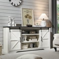 thumbnail image 5 of T4TREAM Farmhouse TV Stand for TVs up to 75" - Wood Entertainment Center with 4 Drawers & Barn Door & Adjustable Shelves, White, 5 of 8