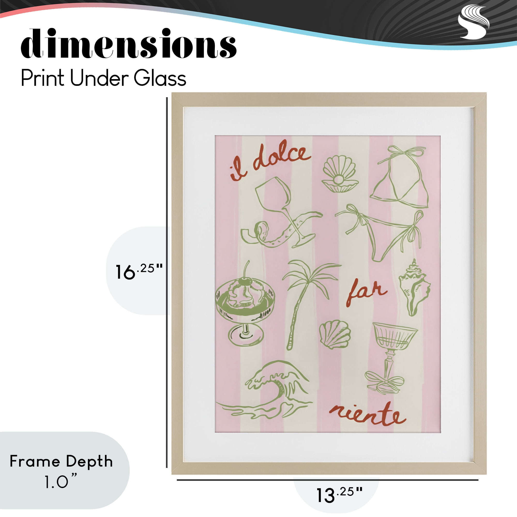 Stupell Industries Il Dolce Far Niente Beach Saying Birch Framed Print Under Glass, design by The Prints Vibe