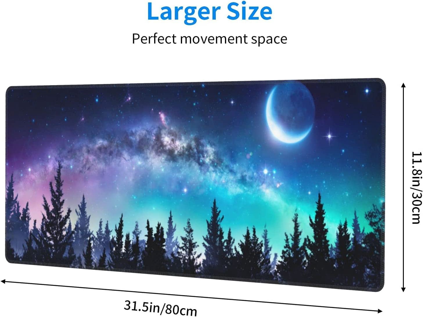 Forest Tree Night Galaxy Landscape Gaming Mouse Pad Large XL Long Extended Pads Big Mousepad Keyboard Mouse Mat Desk Pad Home Office Decor Accessories for Computer Pc Laptop