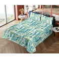 thumbnail image 4 of Ambesonne Fashion Fitted & Flat Sheet with Shams 4 Pcs Set, Abstract Grungy Flowers Art, Full, Dark Teal and Almond Green, 4 of 5