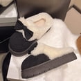 thumbnail image 2 of Nuevas zapatillas de mujer de terciopelo con lazo y suela gruesa de tacón plano de otoño e invierno | Zapatillas peludas modernas, sencillas y ligeras., 2 of 5