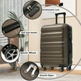 thumbnail image 2 of Hardshell ABS Luggage Set in Black 24-Inch Checked Suitcase with Spinner Wheels and Packing Cubes for Travel, 2 of 6