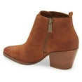 thumbnail image 5 of YDN Women Closed Almond Toe Side Zipper Ankle Booties Chunky Low Stacked Heel Double Strap Boots Date Office Shoes Size 16 Brown, 5 of 5