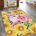 thumbnail image 3 of Farmhouse Sunflowers Area Rug 4'x6', Country Watercolor Pig Black Plaid Washable Non-Slip Rugs, Low Pile Large Carpet for Living Room Bedroom Dining Room Kitchen Office Indoor Mat, 3 of 9