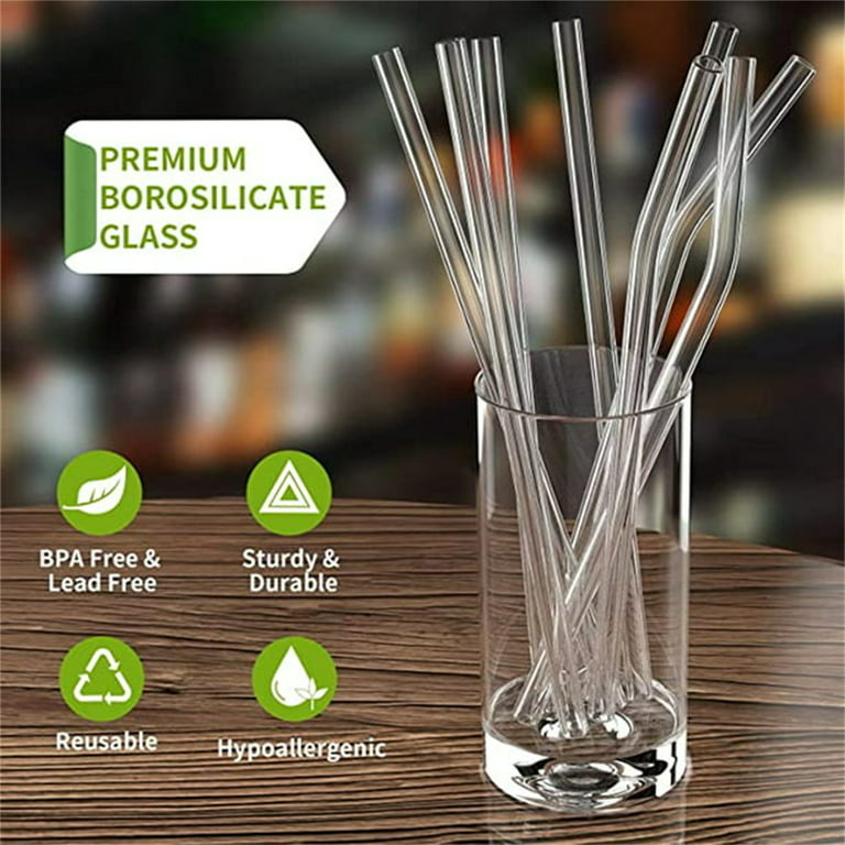 8 Reusable Glass Straws 2 Cleaning Brushes FREE SHIPPING, Eco-friendly Reusable  Straws, Free Shipping, 8mm 8'' 