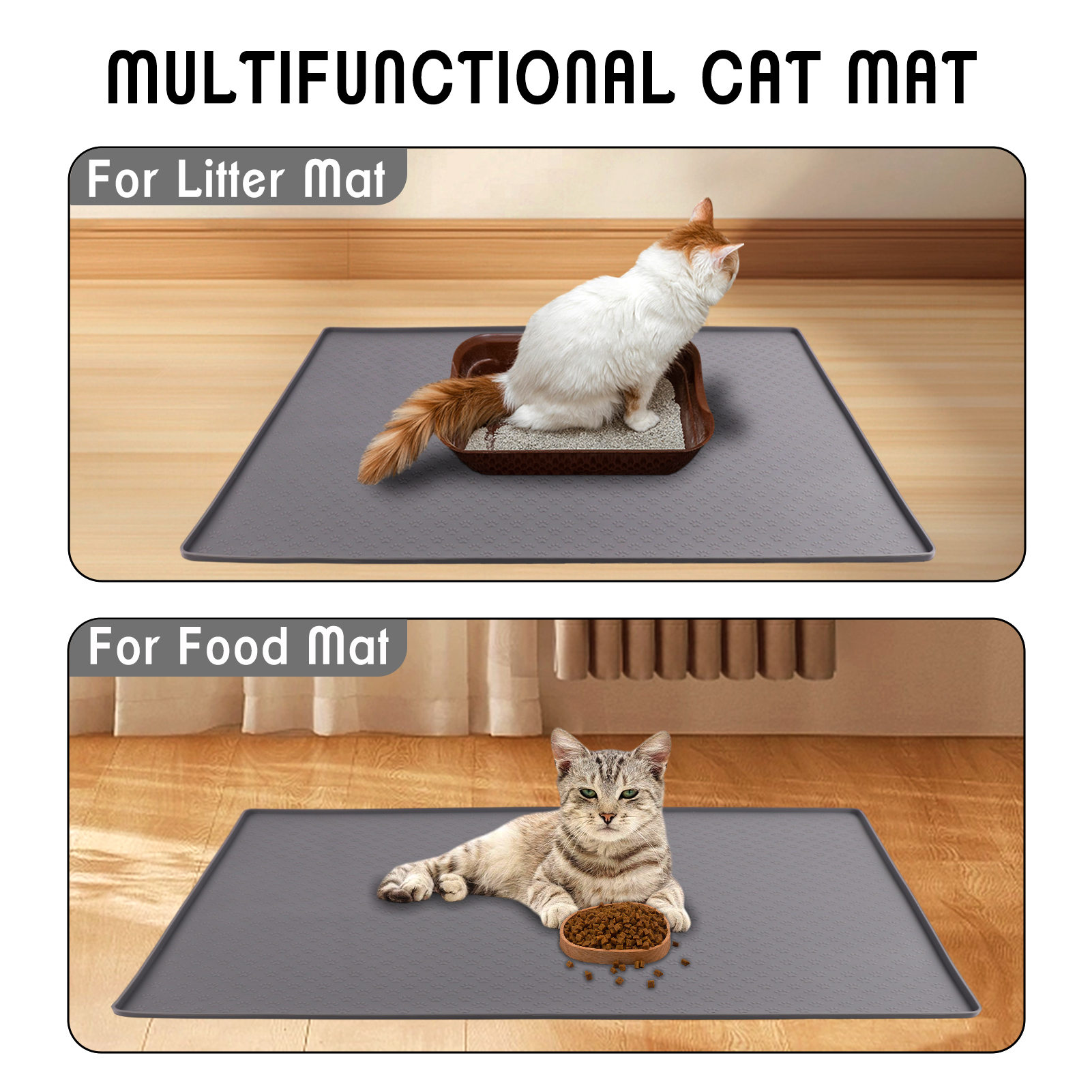 Zalalova 32" x 24" Silicone Cat Litter Mat, Waterproof photo 2