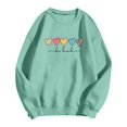 thumbnail image 4 of Daznico Women's Classic Ribbed Crew Neck Pullover Sweatshirt Multi Pattern Heart Graphic Drop Shoulder Long Sleeve Soft Loose Top for Daily,XXL, 4 of 4