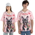 thumbnail image 4 of Happy Valentine's Day French Bulldog holding flowers All Over Print 3D Baseball Shirt Dog Lover Gifts Softball Sport - 3005, 4 of 6