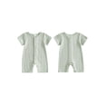 thumbnail image 2 of BemeyourBBs Newborn Baby Girl Summer Clothes Knit One Piece Romper Outfits Infant Crew Neck Short Sleeve Snap Button Knit Jumpsuit, 2 of 9