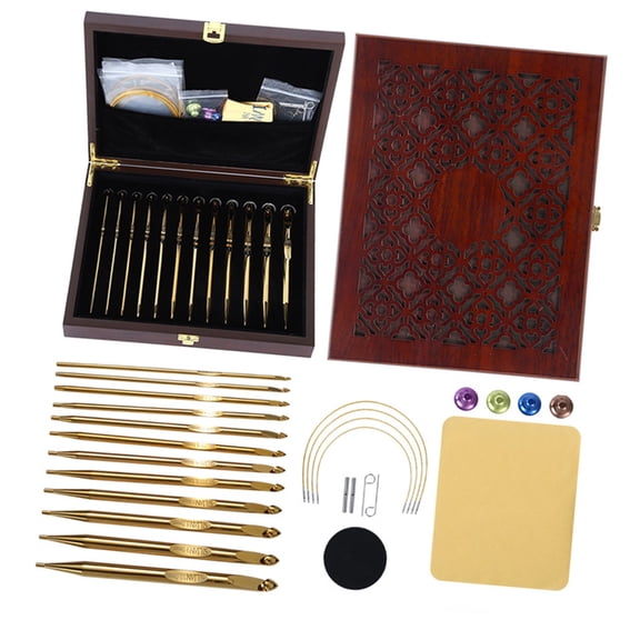 Sturdy Tunisian Knitting Set Golden Coated Grip Various Size Aluminum Craft Accessories