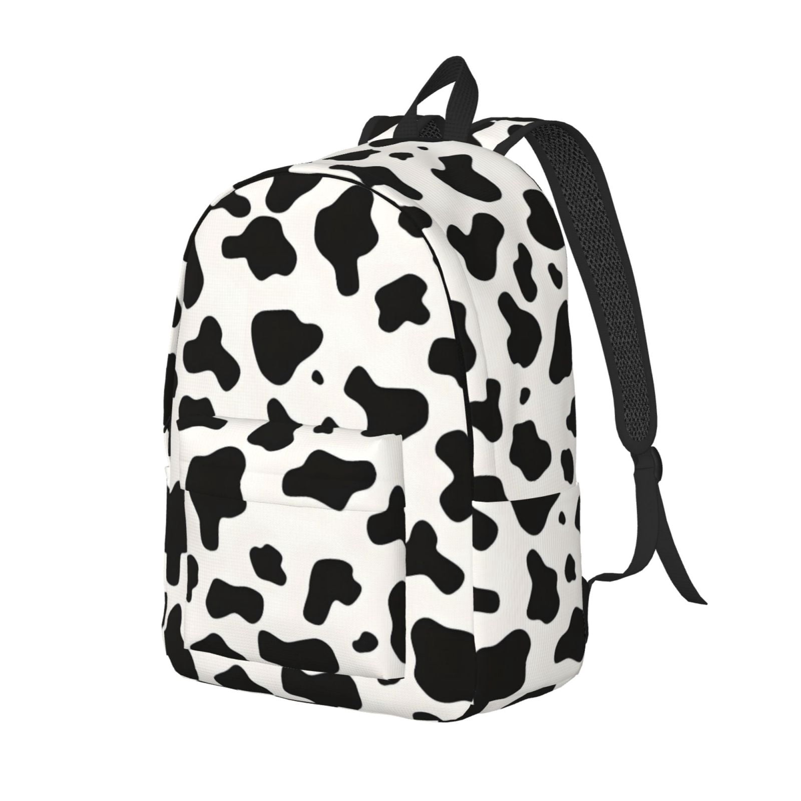 Casual Canvas Backpack Without Interlayer Large Capacity Stick Bag Design For Outdoor Shopping Office Outdoor Sports Simple Cow Print Pattern, Vector Art Style_1 Small