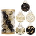 thumbnail image 2 of 25 Pcs Christmas Ball Ornaments Set, 2.36'' Shatterproof Xmas Tree hanging Balls Ornaments, Clear Ball Ornaments for Christmas Tree, Holiday Decorations, Black & Gold, 2 of 8