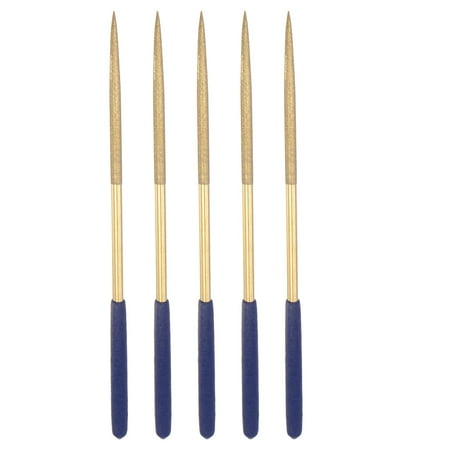 

Uxcell 5mm x 180mm Titanium Coated Round Diamond Needle Files with TPU Handle 5 Pack