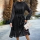 thumbnail image 5 of Vestido De Manga Larga Vestido de cuello medio alto para mujer Vestidos de cintura alta de una línea Ropa de viaje diario para damas Ygjytge Negro S para Mujer, 5 of 6