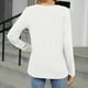 thumbnail image 4 of Blusa informal de manga larga y cuello en V para mujer: top de poliéster de color liso, estilo informal y moderno, tallas S-XXL para llevar a diario en otoño., 4 of 7