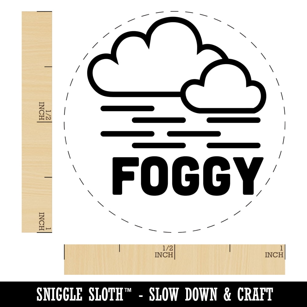 Foggy Fog Weather Day Planning Self-Inking Rubber Stamp Ink Stamper - Brown Ink - Medium 1 Inch