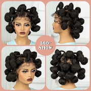 Sedittyhair Bantu Knotless Braids Wig Full Lace With Baby Hair African Braiding Hair for Women Synthetic Full Lace Braided Wig Buns Wig (1B Color)