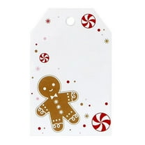 Gingerbread Cottage Glossy Gift Tags with Hole Punched At The Top For Ribbon, 2.25 x 3.5 Inch, 50 Pack (ptgc050) - Holiday Gift Wrap Supplies