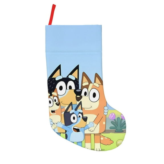 Lsque 18 Inches Bluey Pattern Christmas Stockings Hanging Ornaments,Knitted Xmas Fireplace Hanging Stocking,Holiday Decoration