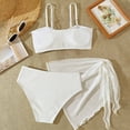 thumbnail image 4 of Staki Toddler Bathing Suit Teen Girl Swimsuit 3 Piece Bikini Bathing Suit with Beach Skirt Kids Print Spaghetti Strap Bikini Set 7-12Y(White,7-8 Years), 4 of 8