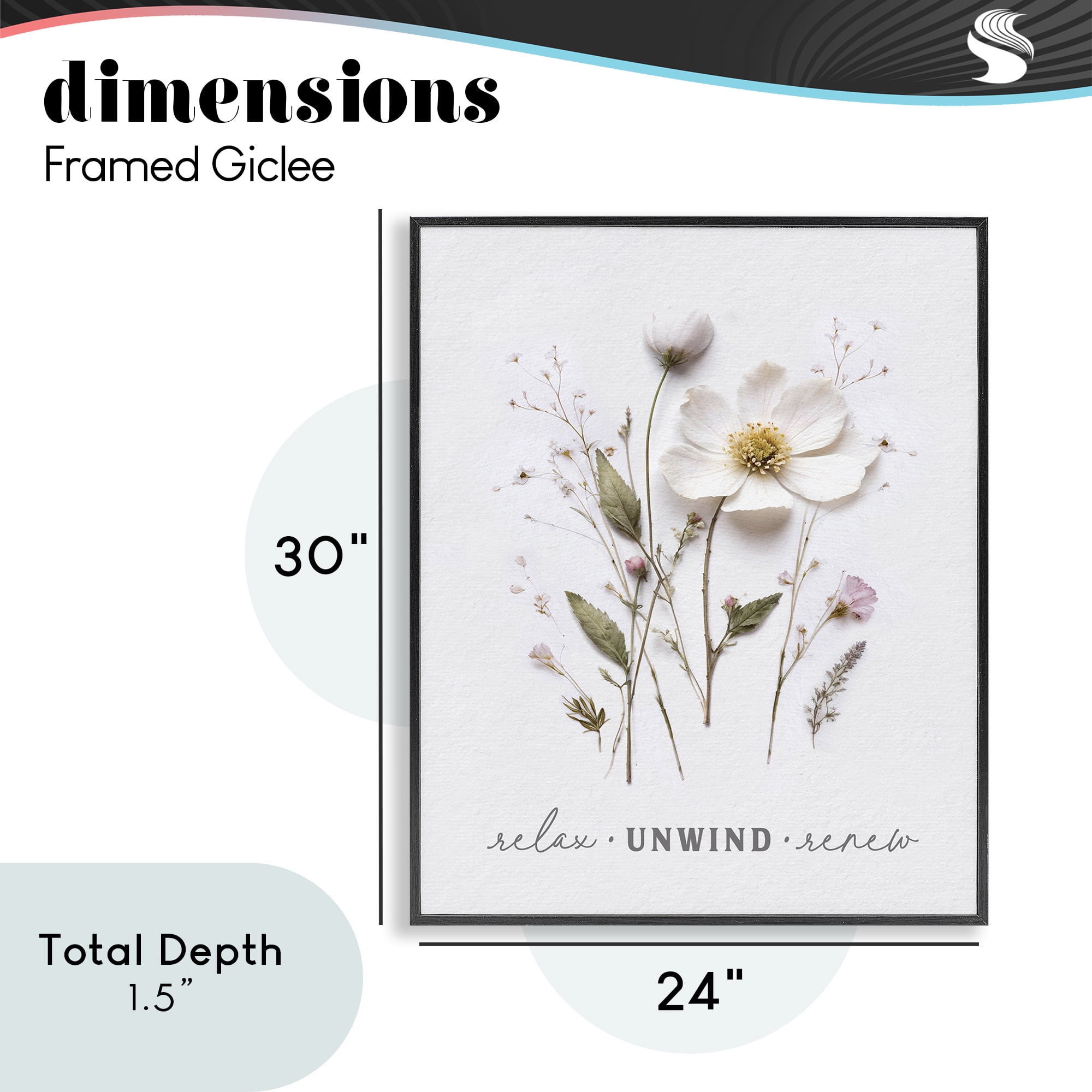 Relaxing Pressed Flowers Black Framed Giclee Art, design by Lettered and Lined