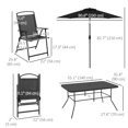 thumbnail image 3 of Outsunny 8 Piece Patio Dining Set with Umbrella 6 Folding Chairs Table, 3 of 10