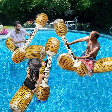 6 Pcs Battle Log Rafts Inflatable Pool Games Floating Row Toys for 3 ...