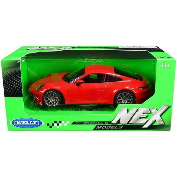 Welly 24099r Porsche 911 Carrera 4S Red with Gray Wheels NEX Models 1 by 24 Scale Diecast Model Car