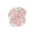 thumbnail image 1 of xiaxaixu Barboteuses pour Bébés Filles Garçons, Imprimé Floral Rabbit, Col Ras du Cou, Manches Courtes, Cache-Couches, Vêtements Décontractés de Pâques, 1 of 8