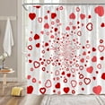 thumbnail image 2 of Valentine''s Day Shower Curtain Red Pink Love Heart Romantic Sweet Couple Creative Fabric Decorative Bathroom Curtains with Hooks,Red,White, 2 of 3