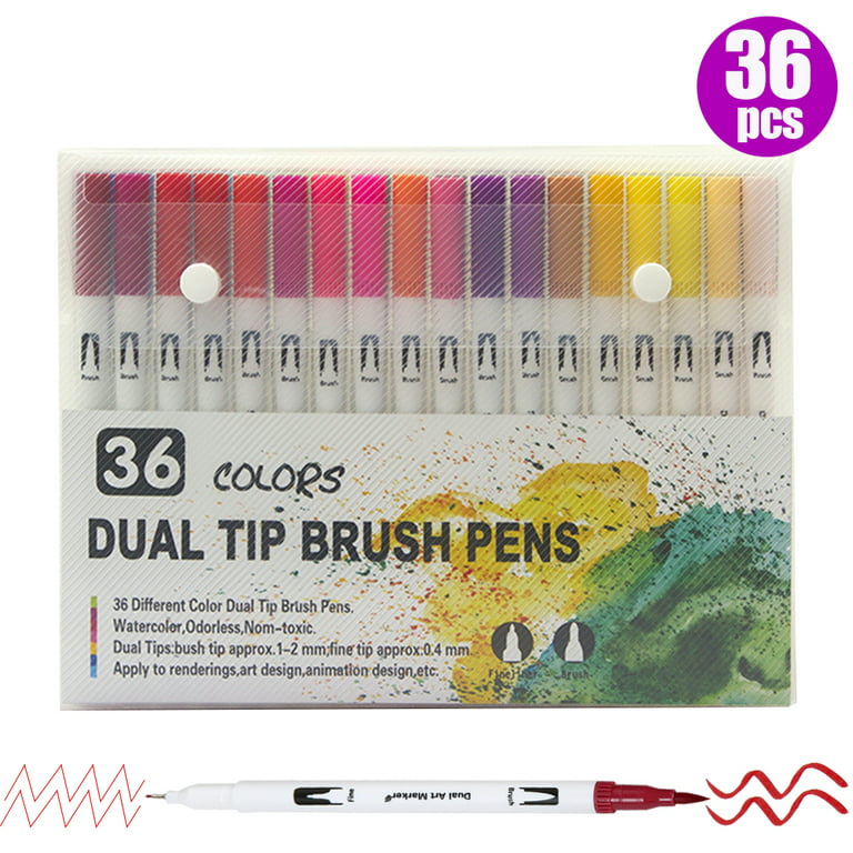 Dual Tip Brush Pen,120 Colored Dual Tip Markers Calligraphy Pens, Dual Tip  Markers for Adult Coloring for Kids Felt Tip Watercolor Pens for Drawing