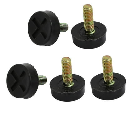 Unique Bargains 5pcs M6x17mm Threaded 22mm Dia Plastic Base Adjustable Leveling Foot Black