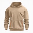 thumbnail image 4 of Staki Baby Toddler Kid Boy Solid Casual Pocket Hoodie Sweatershirt Pullover 4-15Y(Khaki,12-13 Years), 4 of 4