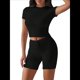 thumbnail image 1 of Conjuntos de Chándal de Dos Piezas de Verano para Mujer con Pantalones Cortos Ajustados Negro M, 1 of 8