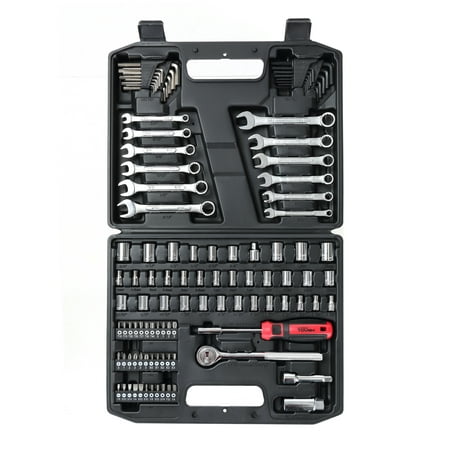 Hyper Tough 113 Piece SAE and Metric Socket and End Wrench Mechanics Tool Set