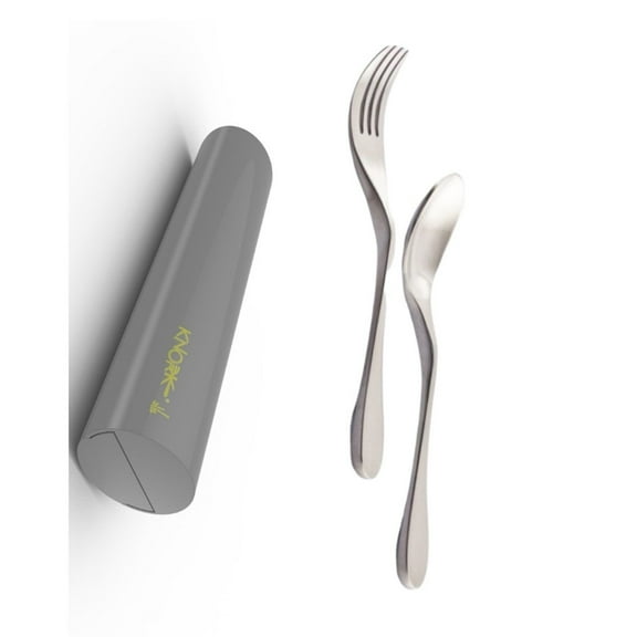 Eco Travel Set, 2 Piece Utensil Plus Case, Silver