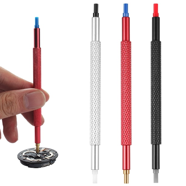 Eigraketly Juego de 3 piezas de prensador de mano para reloj, empujador de doble cabeza, ajuste de presión de acero inoxidable, herramientas de Kits y herramientas de reparación de relojes