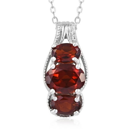 Sterling Silver Jewelry For Women Chain Pendant Necklace 925 Sterling Silver Oval Red Citrine Gift Jewelry for Women Size 20