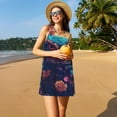 thumbnail image 3 of Disketp Colorful Feather Owl para Vestido sin Mangas para Mujeres, Vestidos de Verano para Mujeres, Casual y Holgado para la Playa, 3 of 7